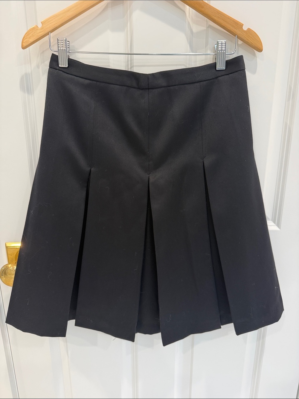 J crew Black Pleated A-Line Skirt wool size 2